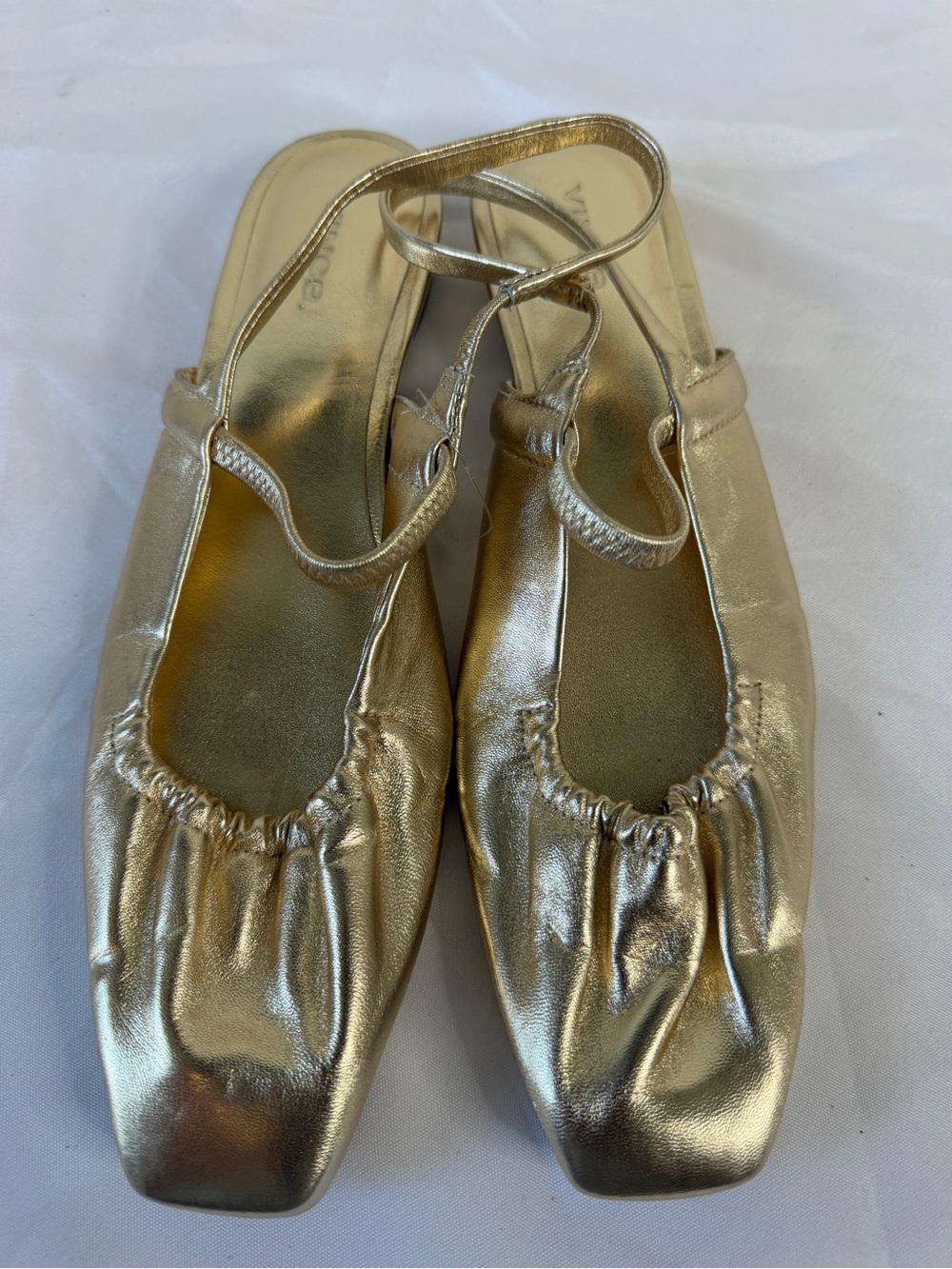 Vince Metallic Gold Slingback Ballet Flats